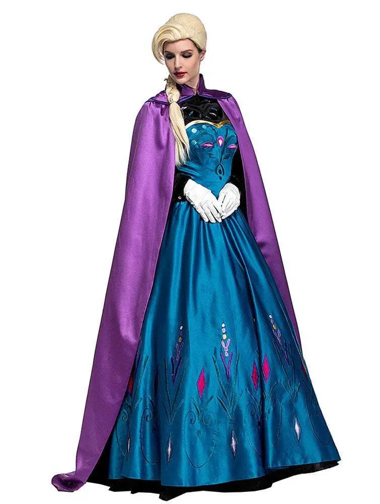 Halloween Adult Snow Queen Anna Cosplay Costume Dress - zzcosplay