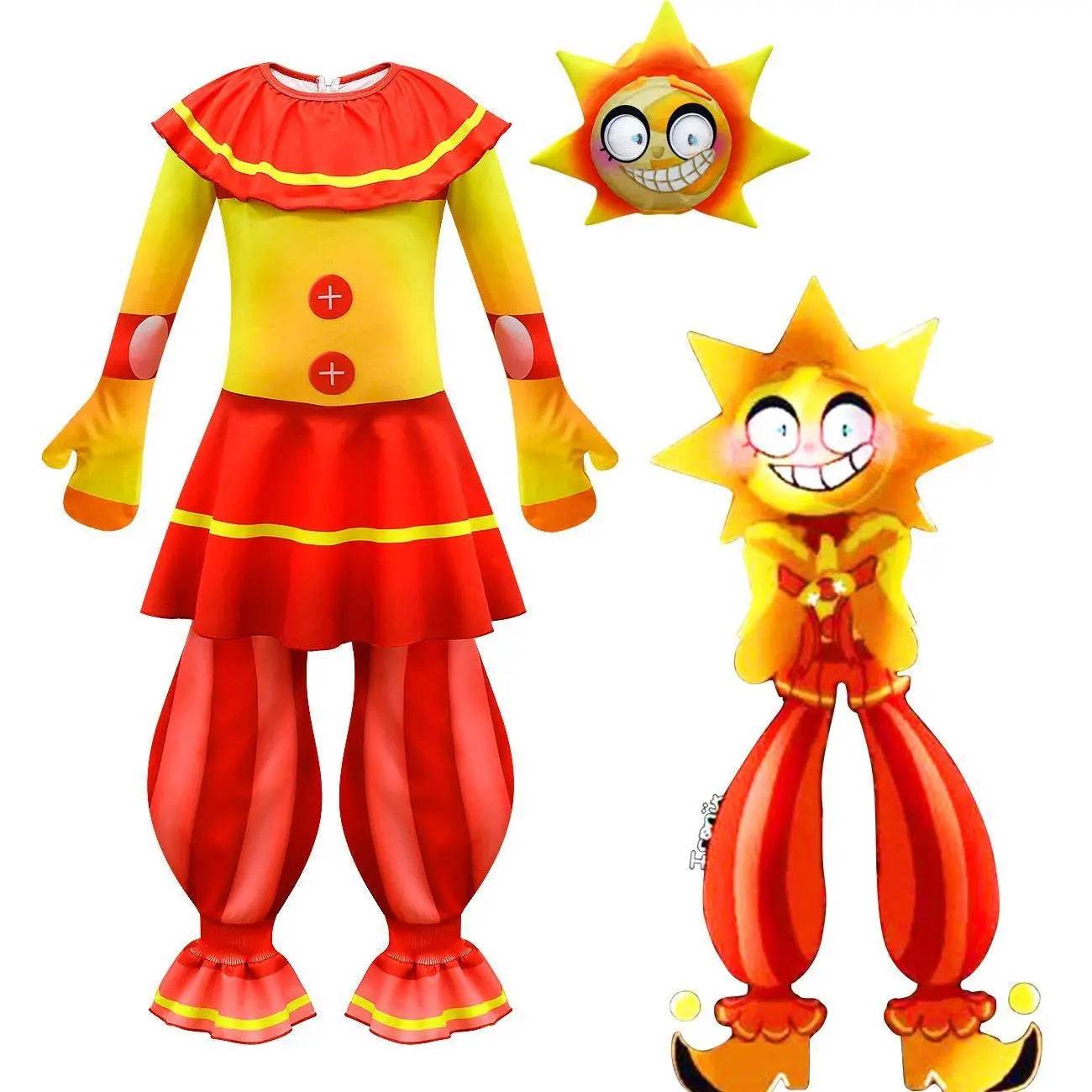 Halloween Clown Cosplay Costumes Jumpsuit Sun Moon Performance Romper For Kids - zzcosplay