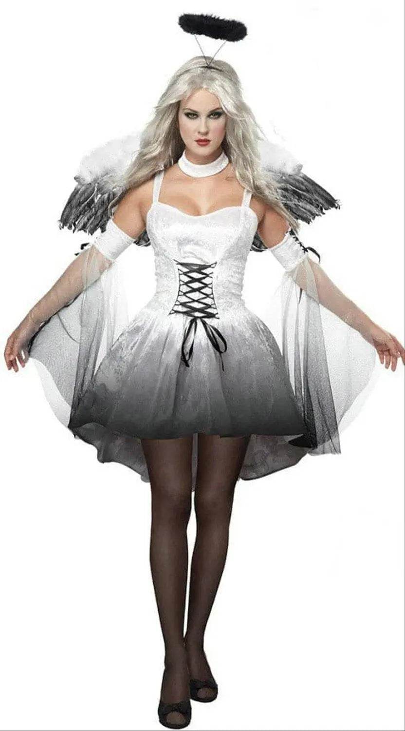 Halloween Party Masquerade Black White Angel Outfits Cosplay Costume - zzcosplay