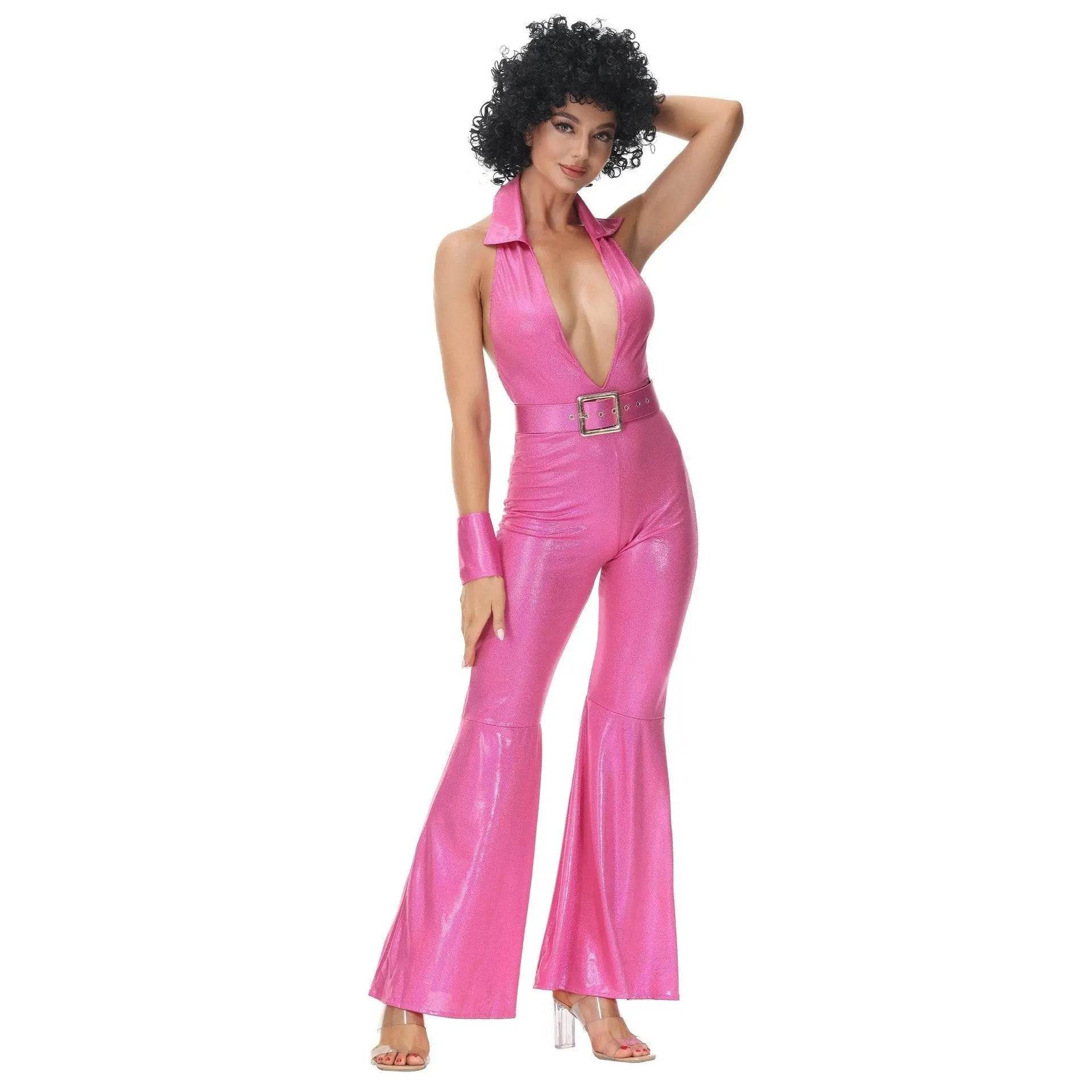 Hip Hop Rock Hippie 70s Costumes Fancy Dress Cosplay Halloween Outfit Jumpsuit Female - zzcosplay