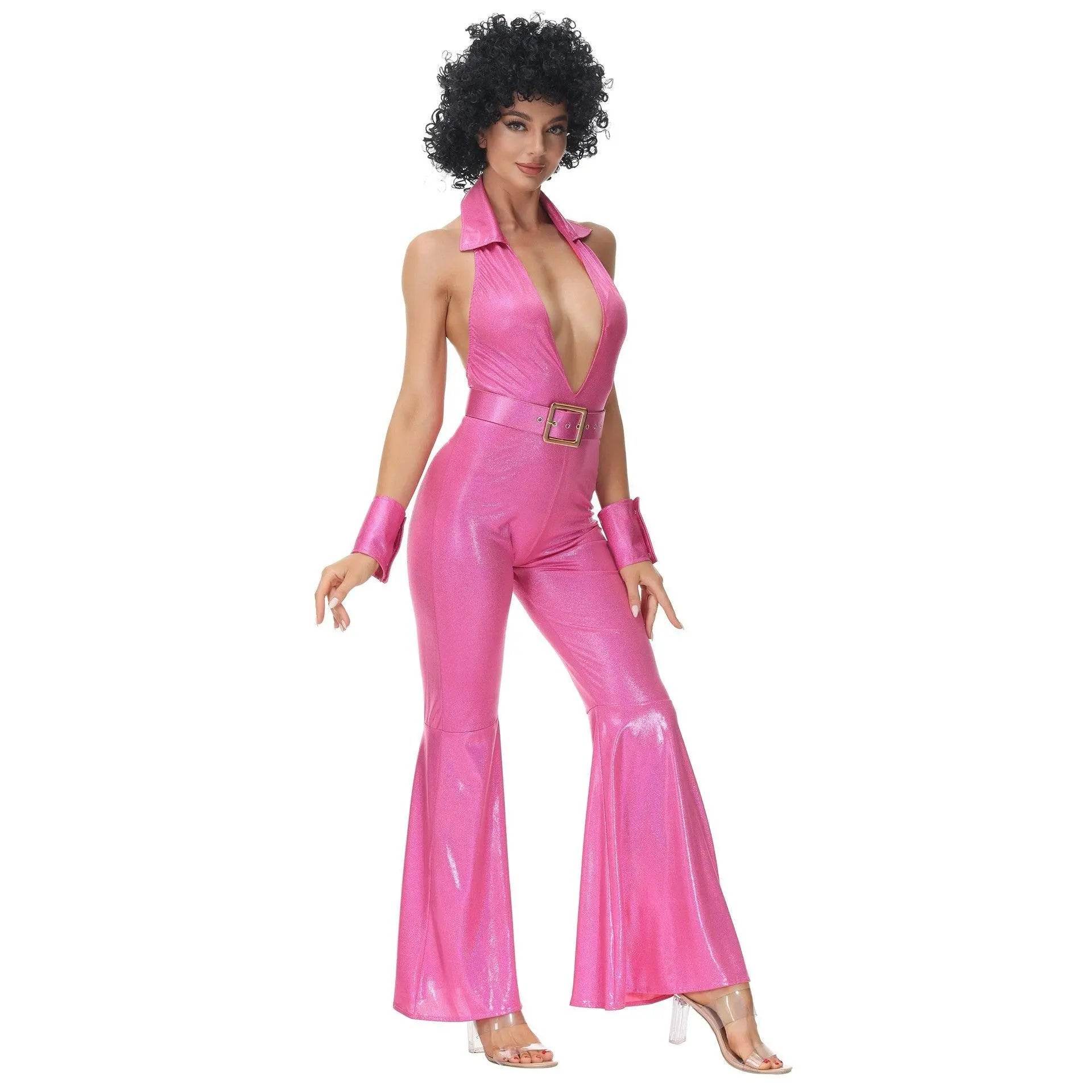 Hip Hop Rock Hippie 70s Costumes Fancy Dress Cosplay Halloween Outfit Jumpsuit Female - zzcosplay
