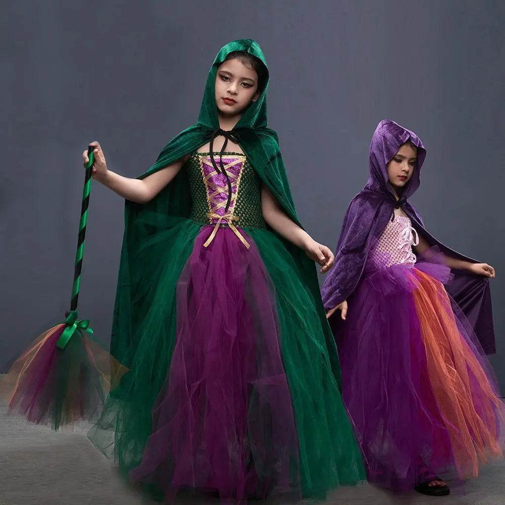 Hocus Pocus Sanderson Winifred Sarah Mary Costume sisters Tutu Dress for kids Girl Halloween Party Gift - zzcosplay