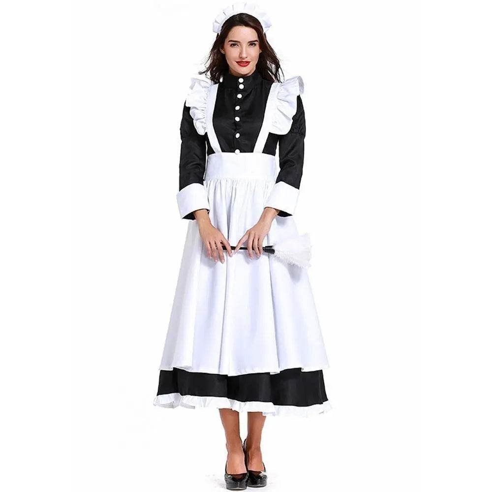 Housekeeper French maid costume German maid costume black and white long skirt unisex - zzcosplay