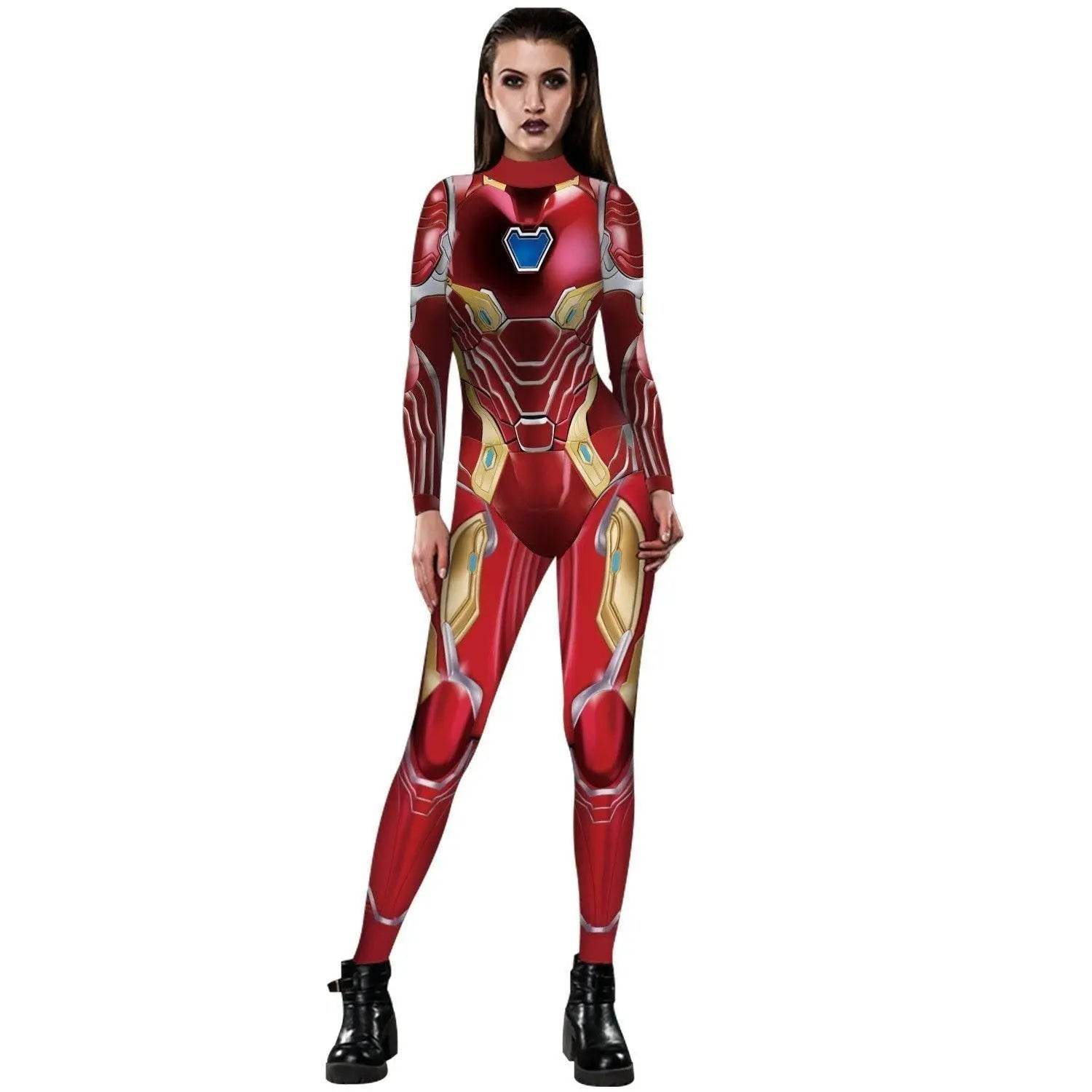 Iron Man Outfits Halloween Cosplay Costume Bodycon Women Jumpsuit - zzcosplay