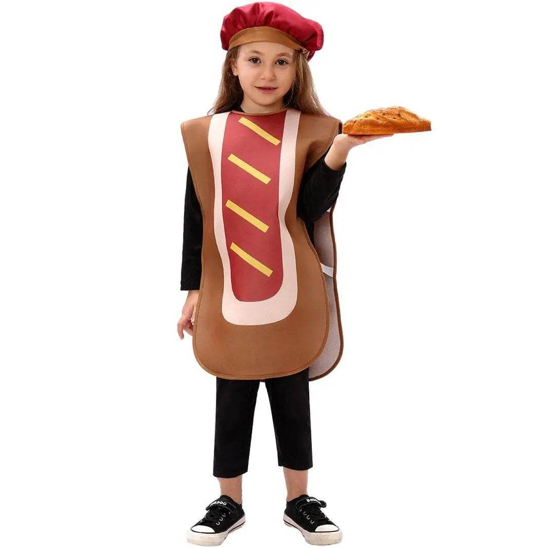 Kids Bun Hot Dog Onesie Funny Novelty Halloween Cosplay Party Costume - zzcosplay