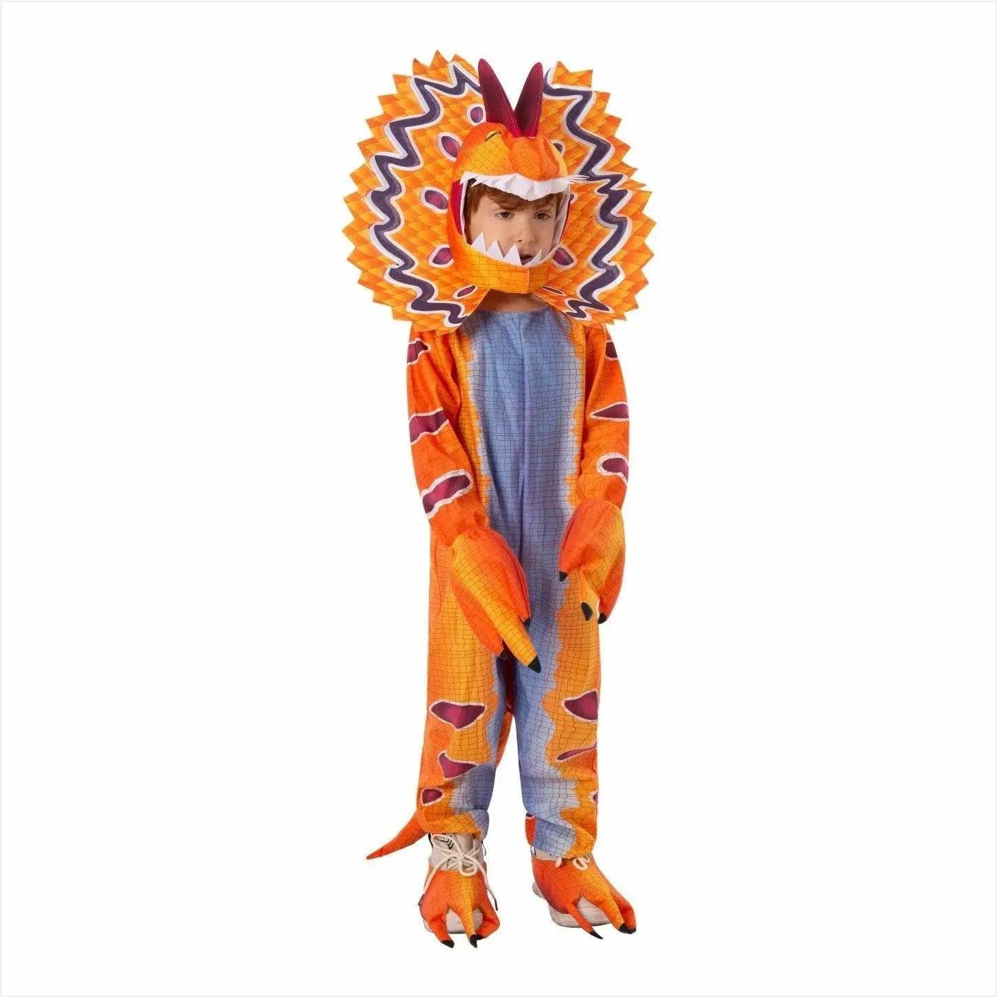 Kids Dilophosaurus Orange Animal Halloween Cosplay Party Costumes - zzcosplay