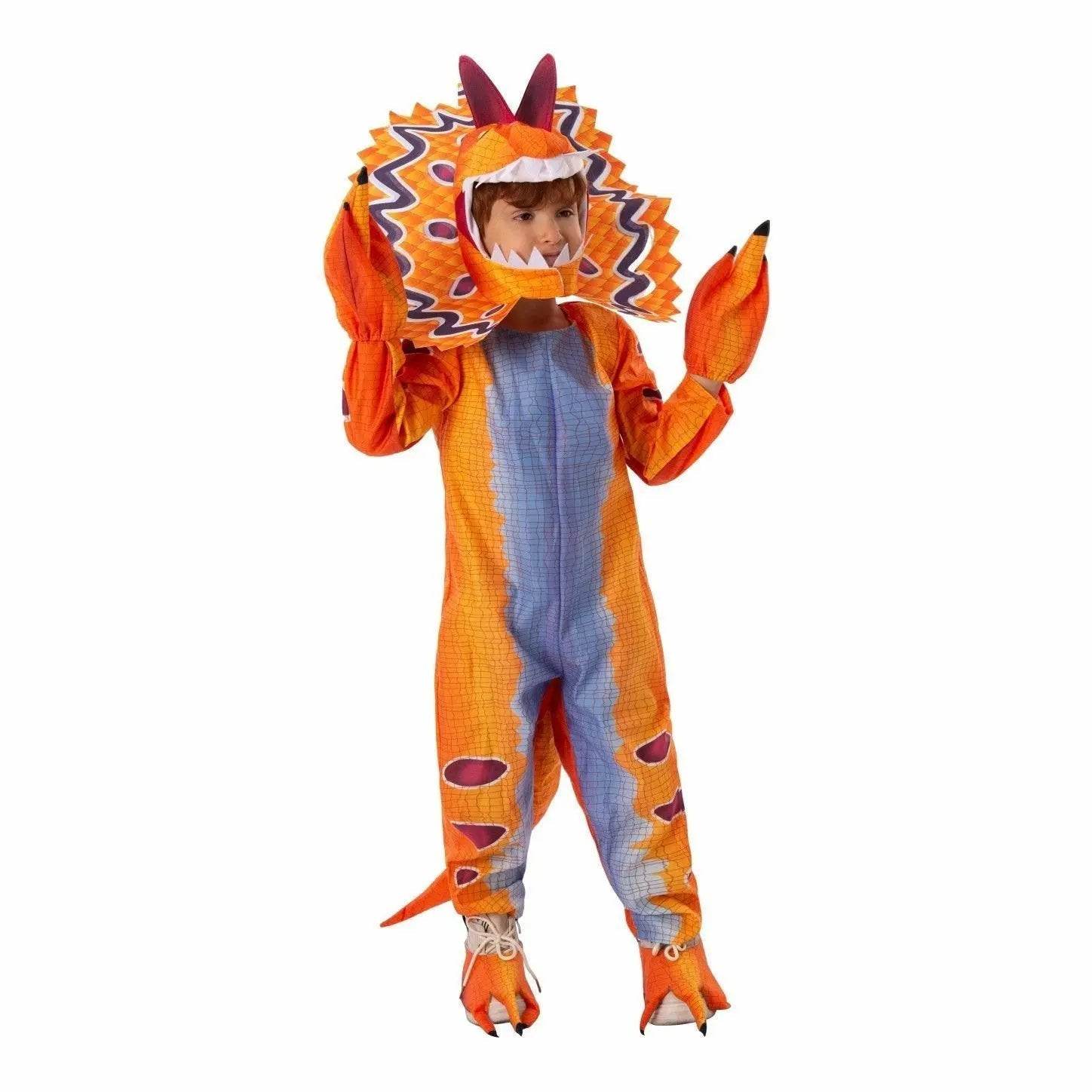 Kids Dilophosaurus Orange Animal Halloween Cosplay Party Costumes - zzcosplay