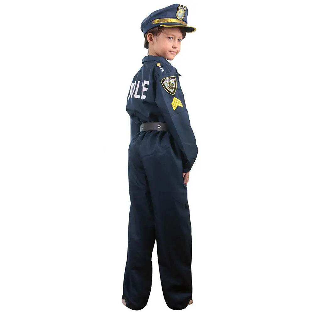 Kids Police Cop Costume for Boys Police Office Costume Halloween Cosplay Party - zzcosplay