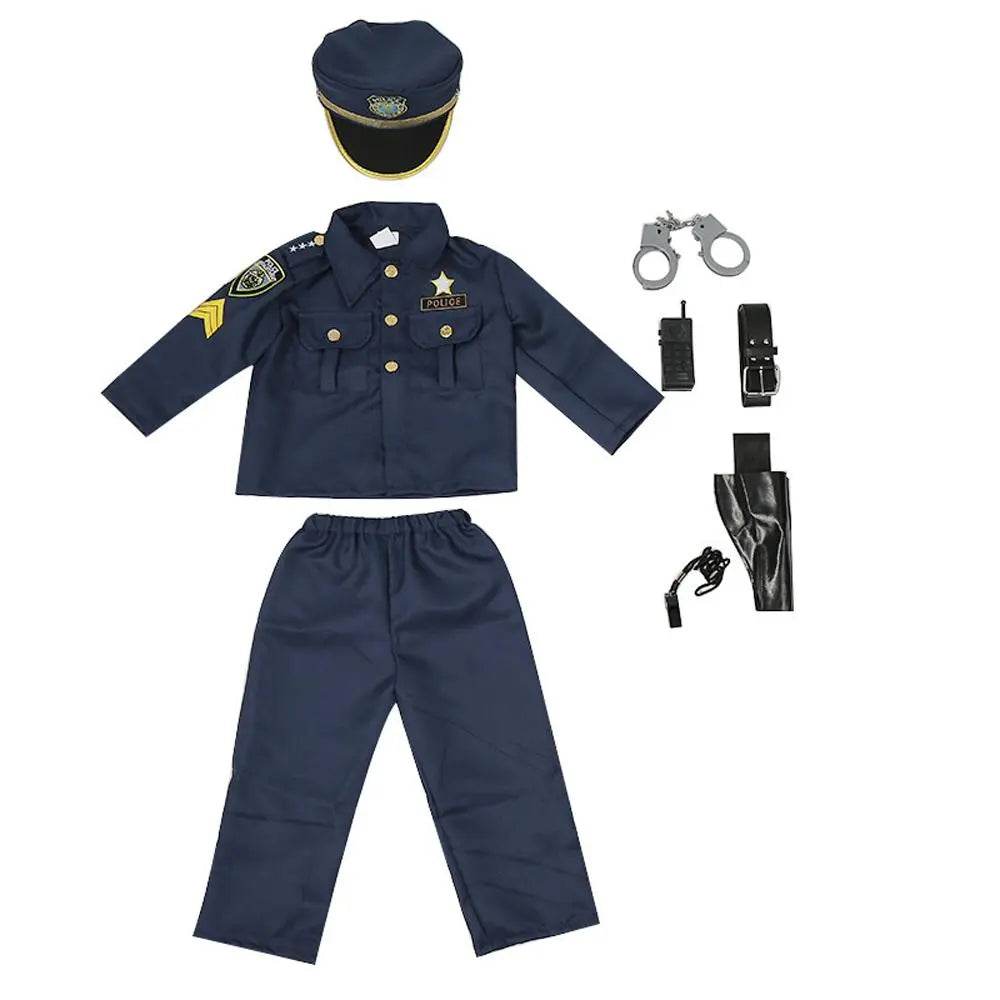Kids Police Cop Costume for Boys Police Office Costume Halloween Cosplay Party - zzcosplay