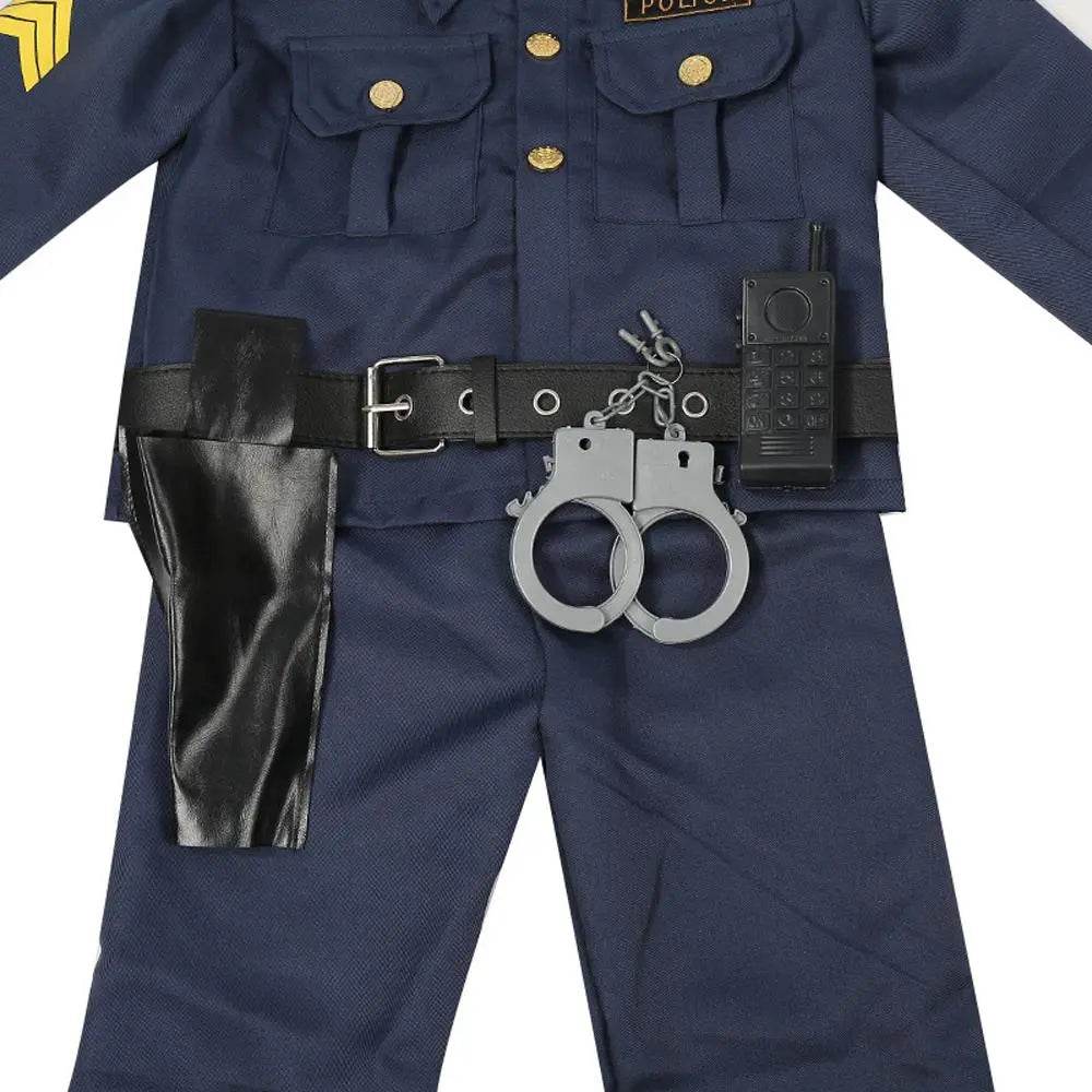 Kids Police Cop Costume for Boys Police Office Costume Halloween Cosplay Party - zzcosplay