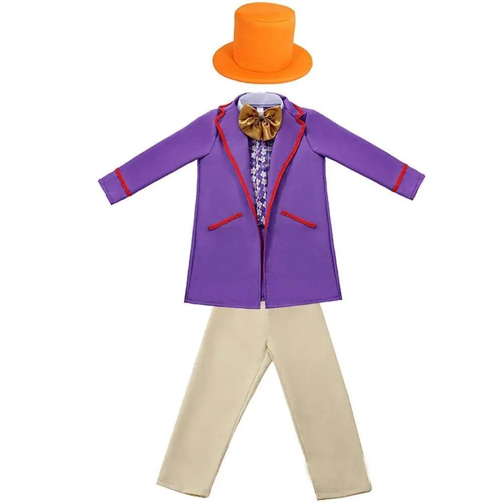 Kids Willy Wonka Charlie and the Chocolate Factory Johnny Depp Cosplay Suit Costume Set - zzcosplay