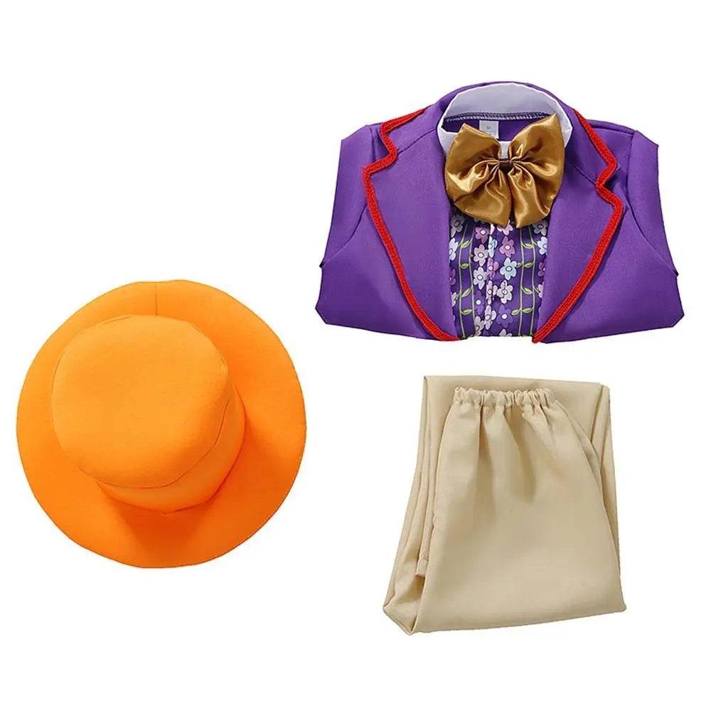 Kids Willy Wonka Charlie and the Chocolate Factory Johnny Depp Cosplay Suit Costume Set - zzcosplay