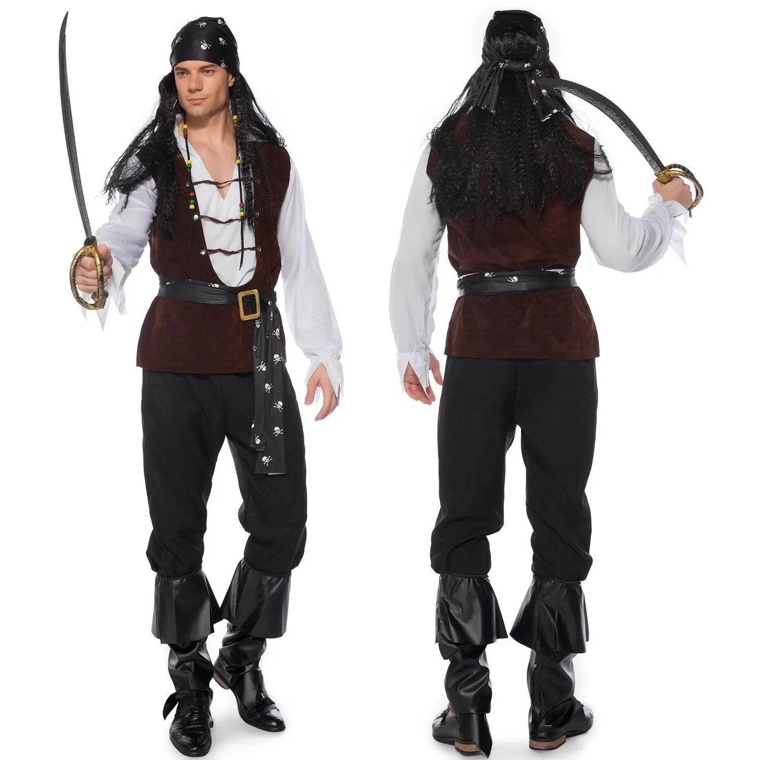 Male Pirate Outfit Vintage Cosplay Costume Carnival Halloween For Mens - zzcosplay