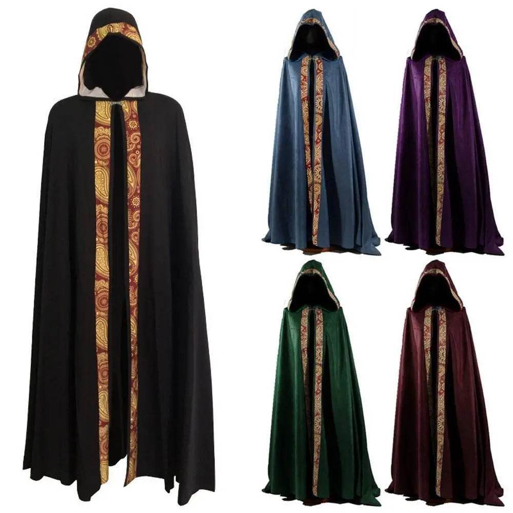 Men's Long Cloak Medieval Church Clergy Loose Dress Cape Cosplay Costume Halloween Outfit - zzcosplay
