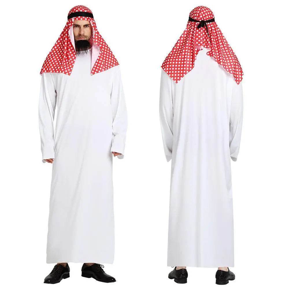 Middle East Dubai Prince adult male White Arab Red turban performance stage costume Cosplay - zzcosplay