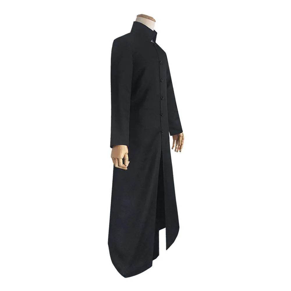 Movie The Matrix Cosplay Neo Costume Black Suit Cloak Pants Outfit Halloween Costumes for Men - zzcosplay