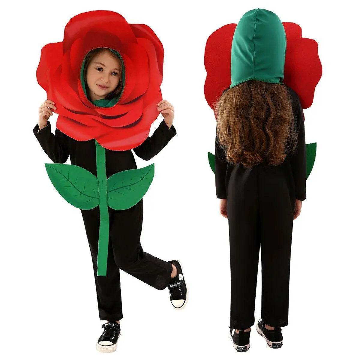 Rose Flower Children's Day Kids Jumpsuit Stage Party Cosplay Costumes - zzcosplay