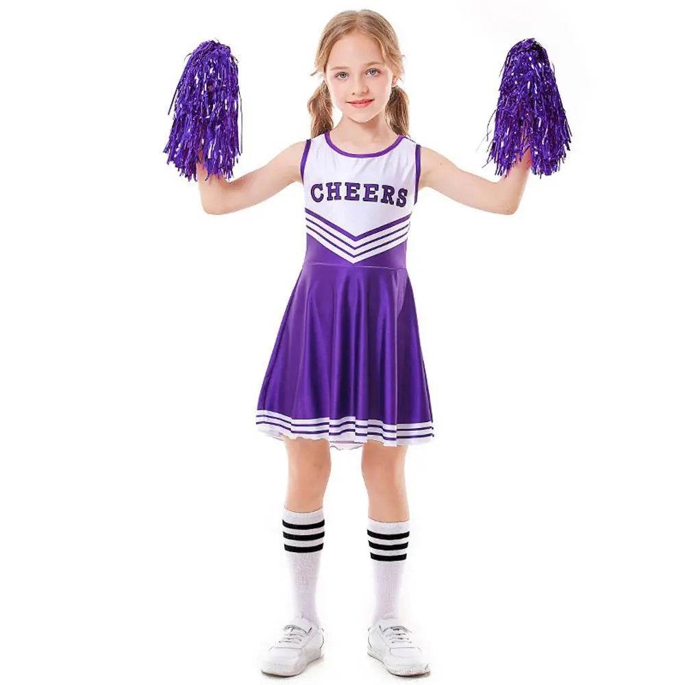 School Cheerleading Uniform Costume Cheerleader Party Dress Halloween Outfit Dress Up For Girls - zzcosplay