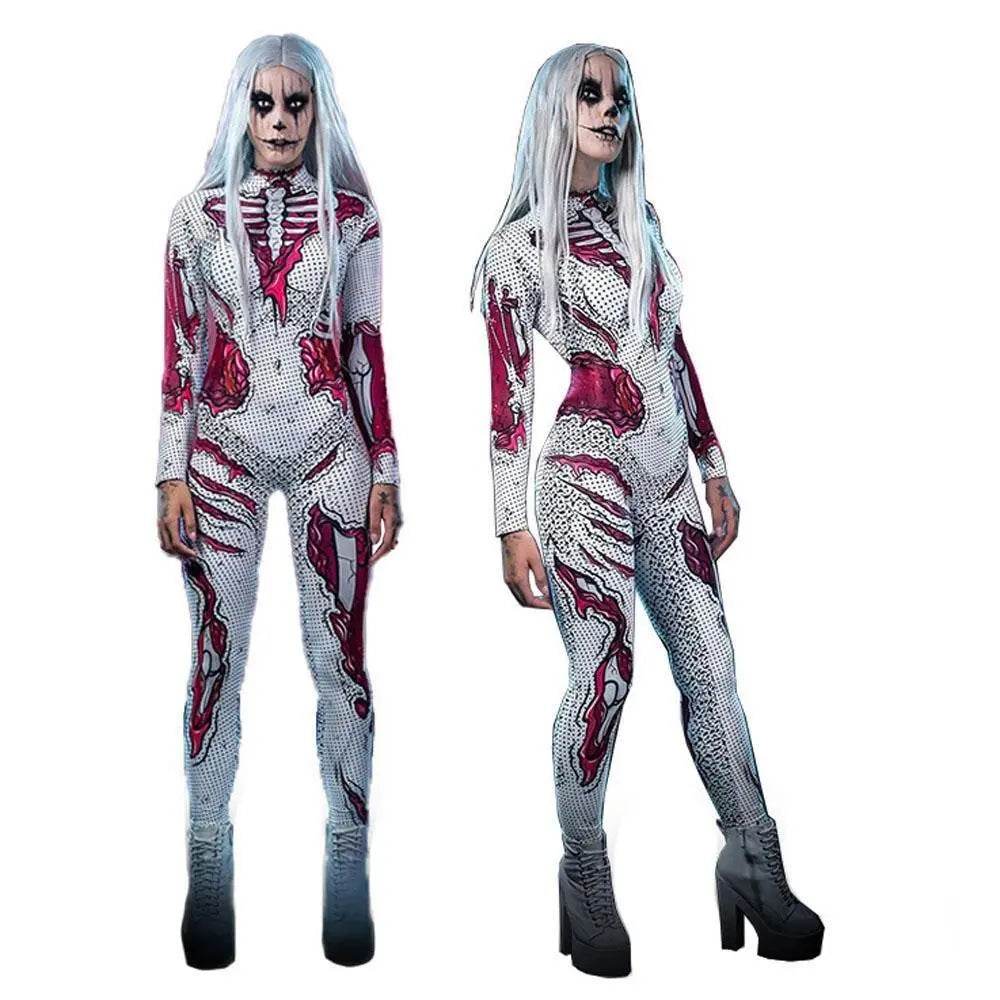 Skeleton Costumes Halloween Horror Zombie Cosplay Jumpsuit for Women's Carnival Bodysuit Adult Zentai - zzcosplay