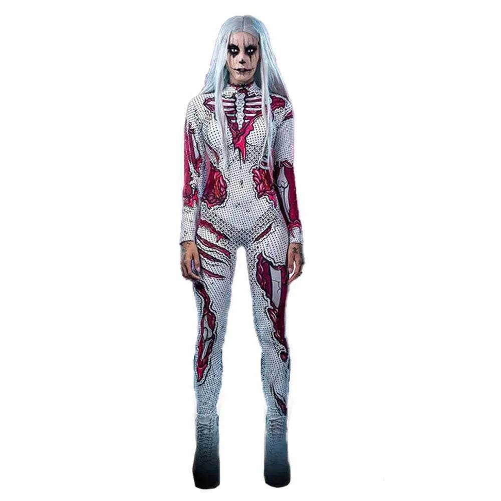 Skeleton Costumes Halloween Horror Zombie Cosplay Jumpsuit for Women's Carnival Bodysuit Adult Zentai - zzcosplay