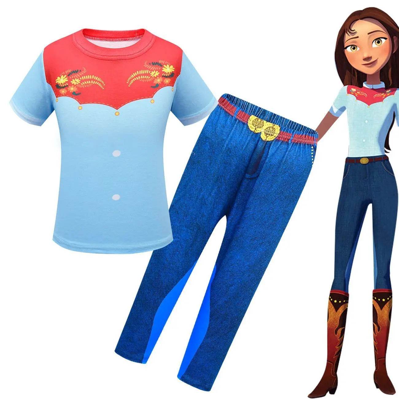 Spirit Lucky Costumes Sets Short Sleeve Trousers Two Piece Set for Girls - zzcosplay