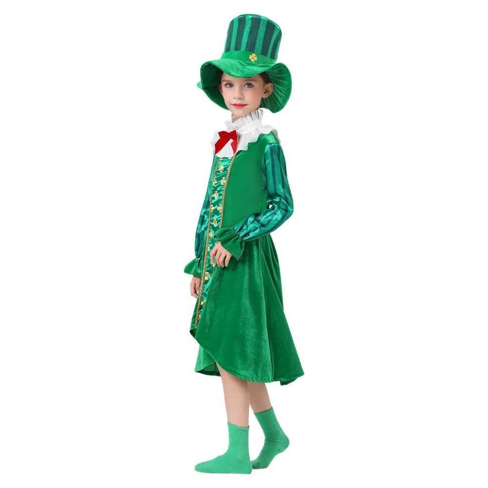 St Patrick's Day Kids Green Dress Party Cosplay Costume Carnival Suit - zzcosplay
