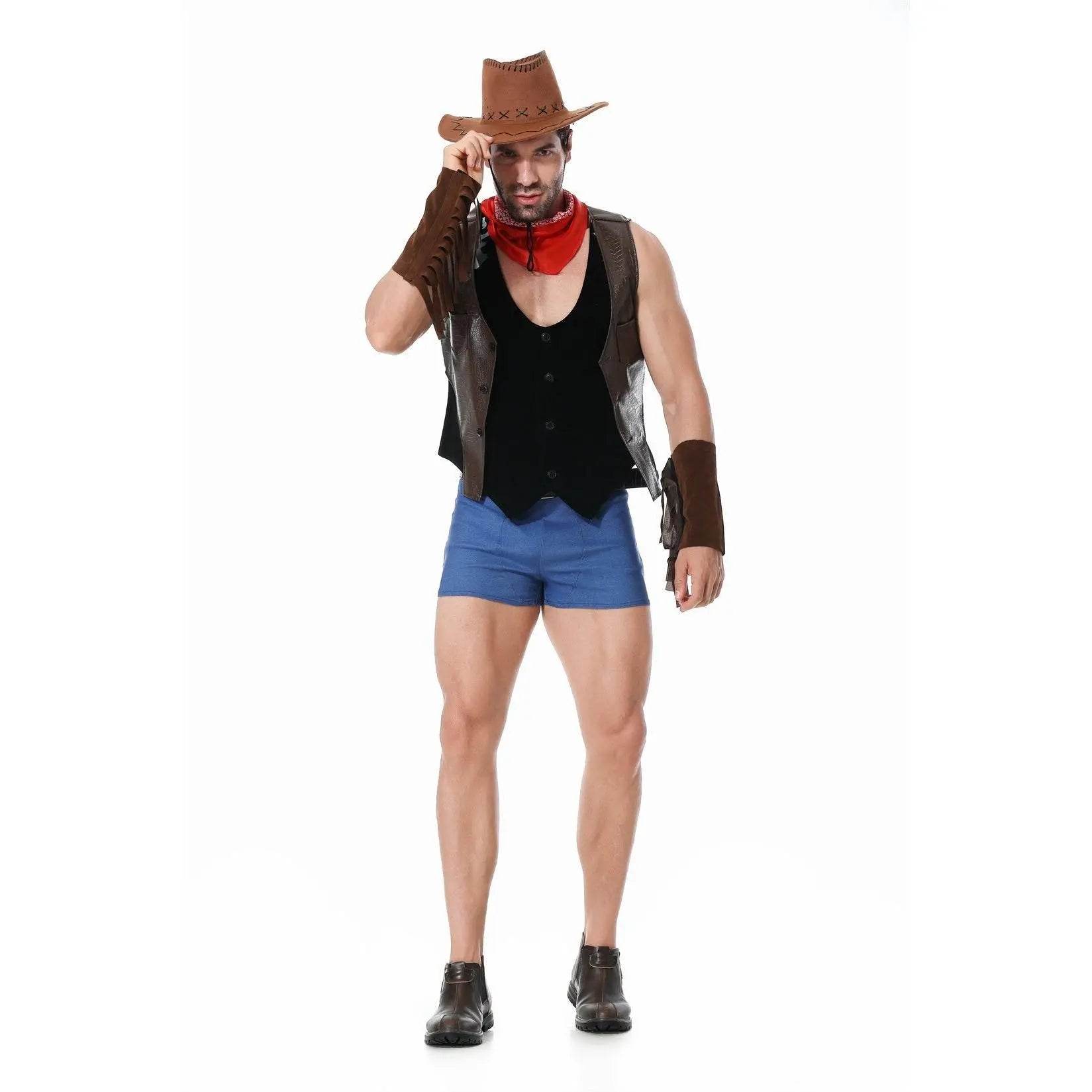 Stag Do Party Fancy Dress Costume Western Cowboy for Men - zzcosplay