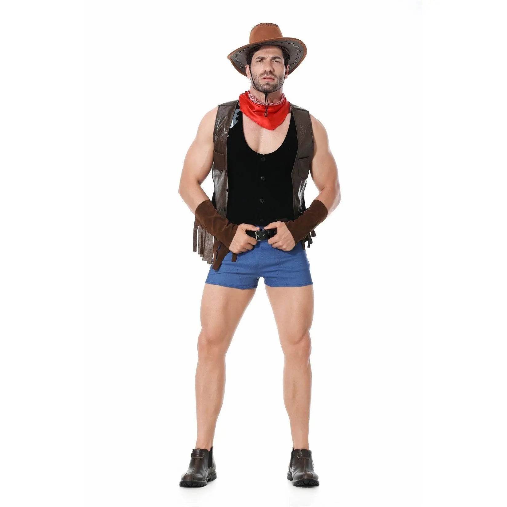 Stag Do Party Fancy Dress Costume Western Cowboy for Men - zzcosplay
