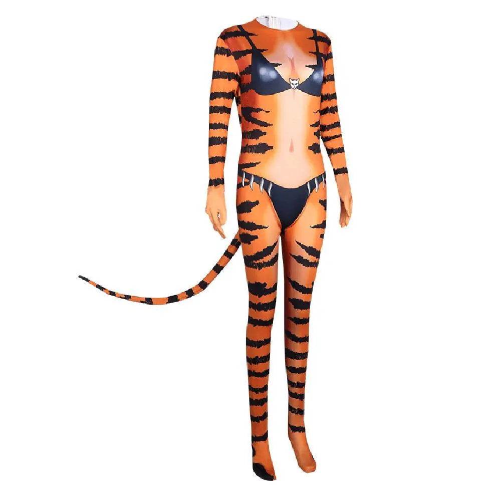 Tiger Stripes Animal Cosplay Zentai Costume Jumpsuit Bodysuit Outfits Adult - zzcosplay