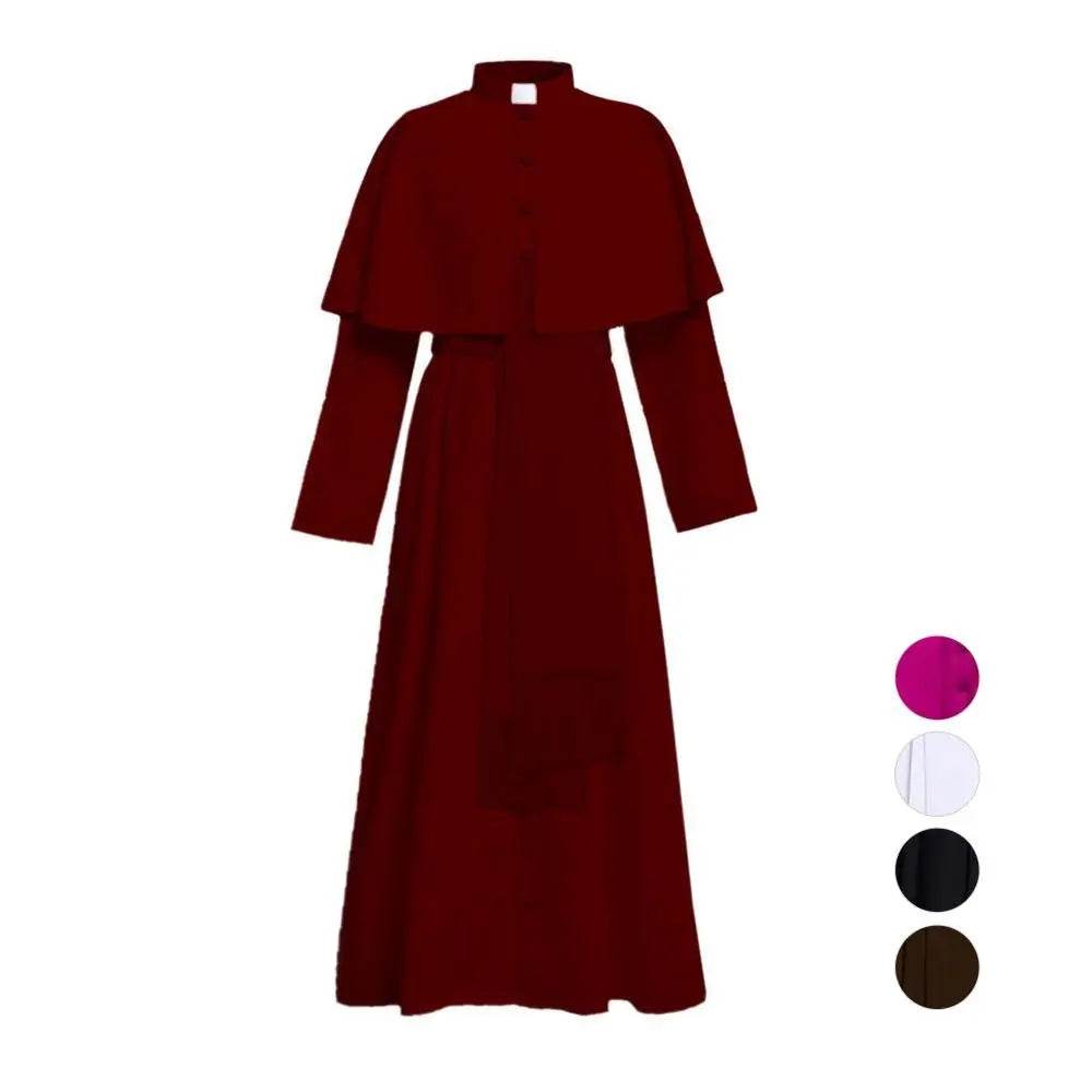 Unisex Men Solid Long Father Vicar Fancy Medieval Priest Costumes Cosplay Party Props - zzcosplay
