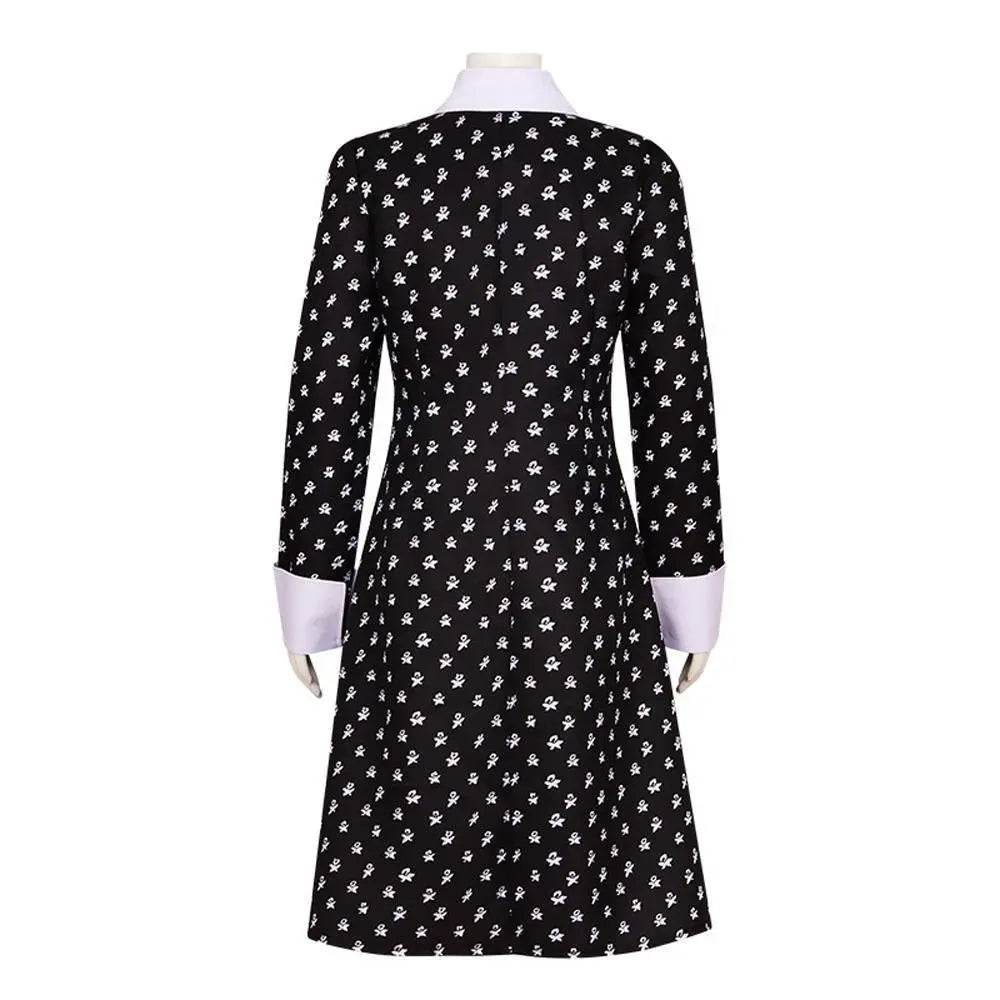 Wednesday Costume The Addams Family Cosplay Costumes Long Sleeve Printed Dress For Adult - zzcosplay