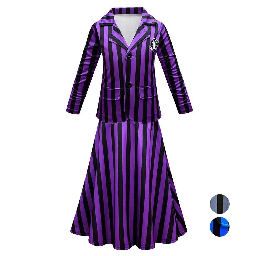 Wednesday Costume The Addams Family Cosplay Long Sleeve suit skirt For Kids - zzcosplay