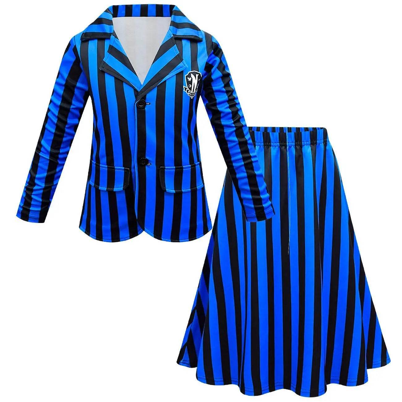 Wednesday Costume The Addams Family Cosplay Long Sleeve suit skirt For Kids - zzcosplay