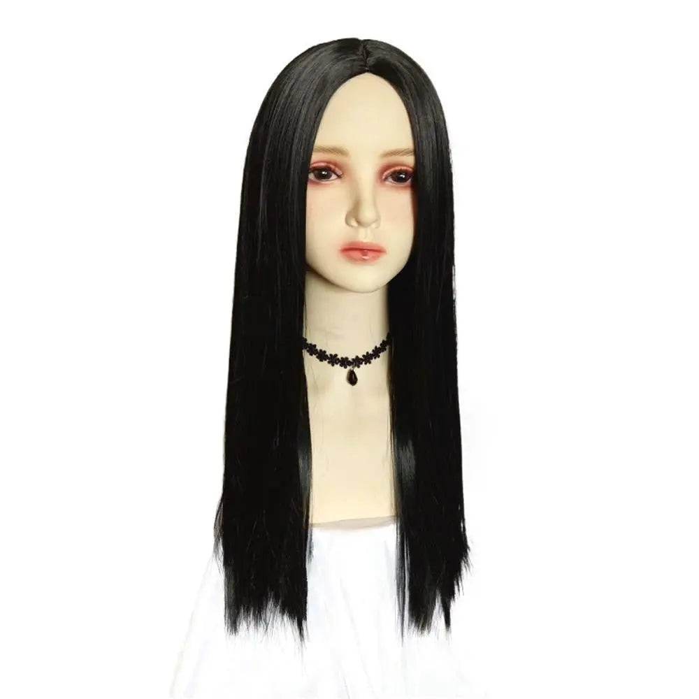 Wednesday's Mom Wig The Addams Family Cosplay Black Middle Parted Straight Wig For Adult - zzcosplay