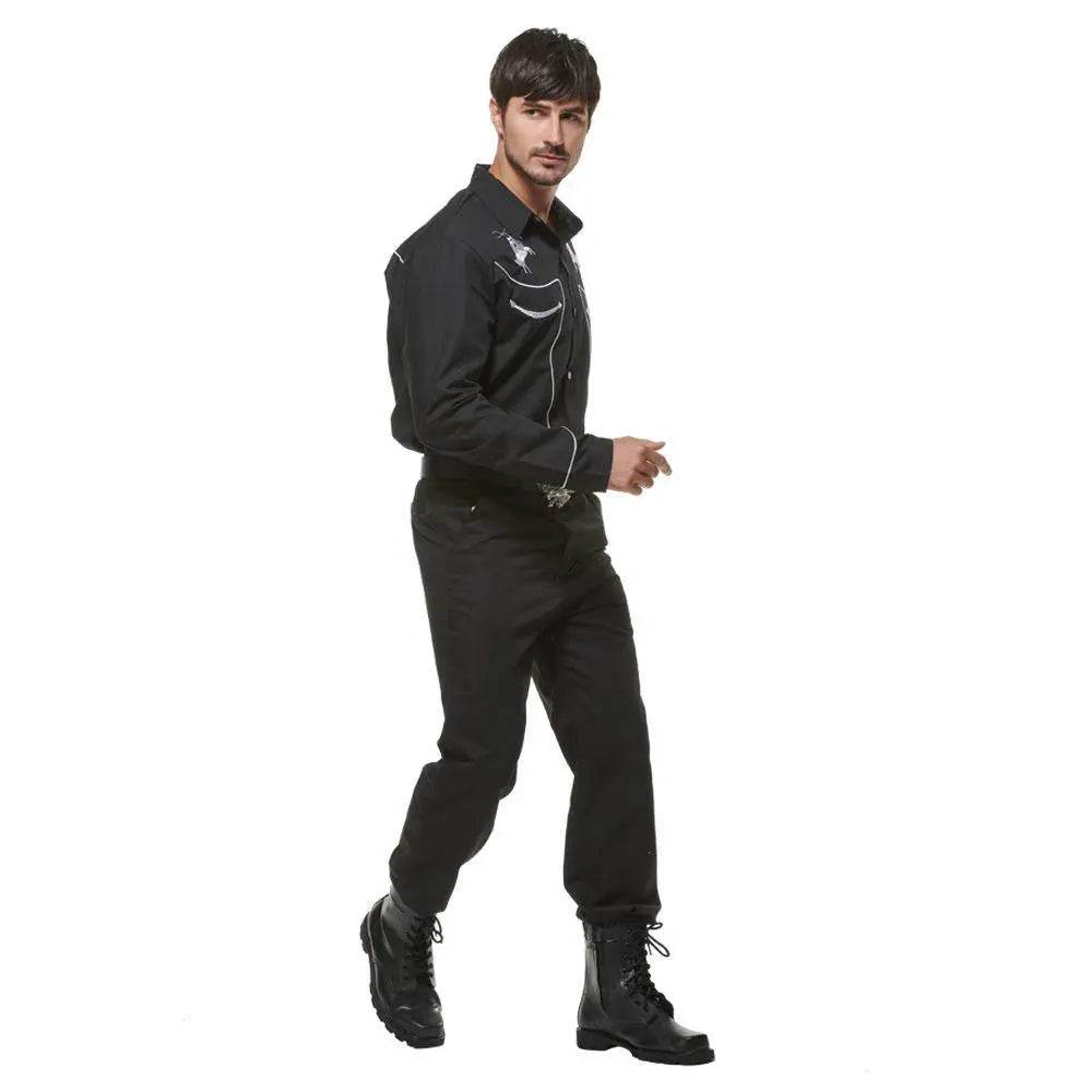 Western Cowboy Gunman Shirts Costume Cosplay Halloween Bar Party Drama wild west fancy dress For Men - zzcosplay