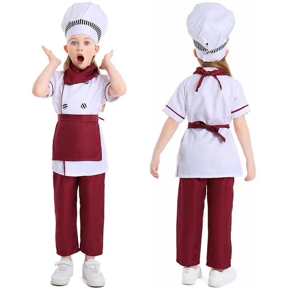 Western pastry chef costume for Kids Apron and Hat Set Cooking Baking - zzcosplay