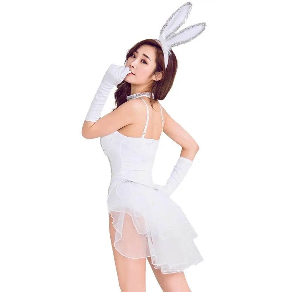 White Rabbit Costumes Bunny girl stage Halloween Cosplay for Adult - zzcosplay