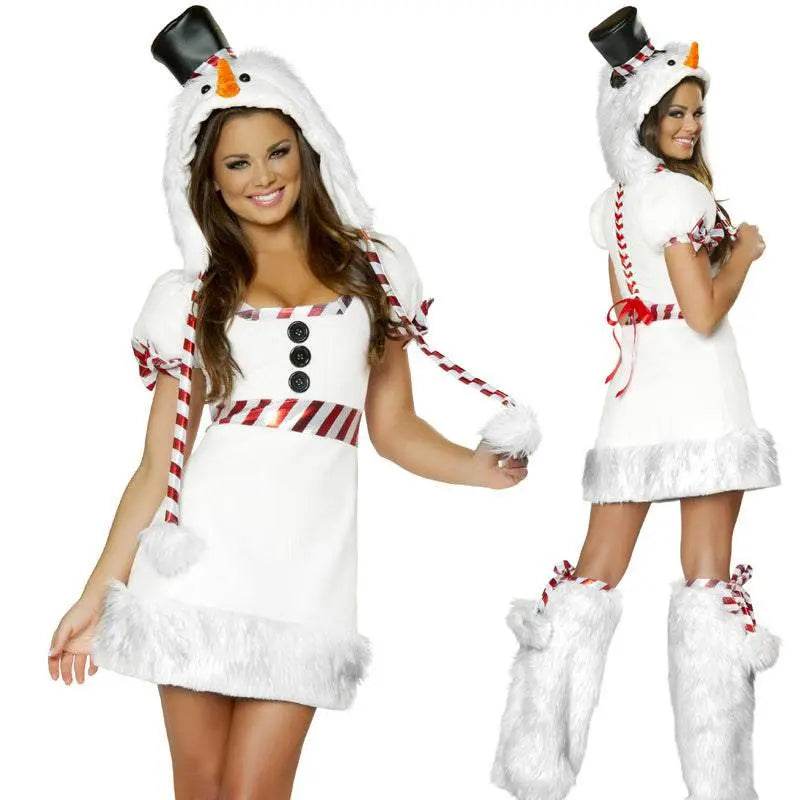 White Snowman Costume Woman Dress Halloween Christmas Party Wear - zzcosplay