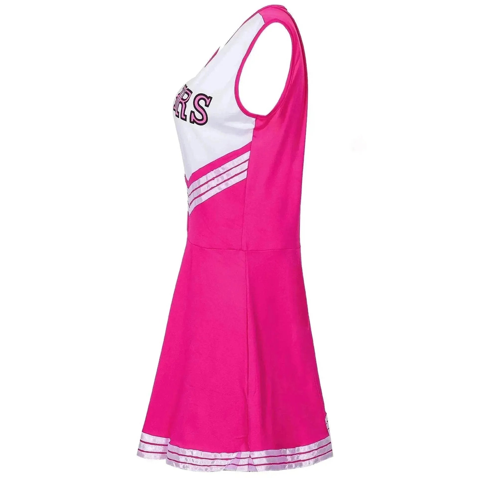 Women Cheerleader Costume Outfit With Poms Fancy Uniform Sports Dress - zzcosplay