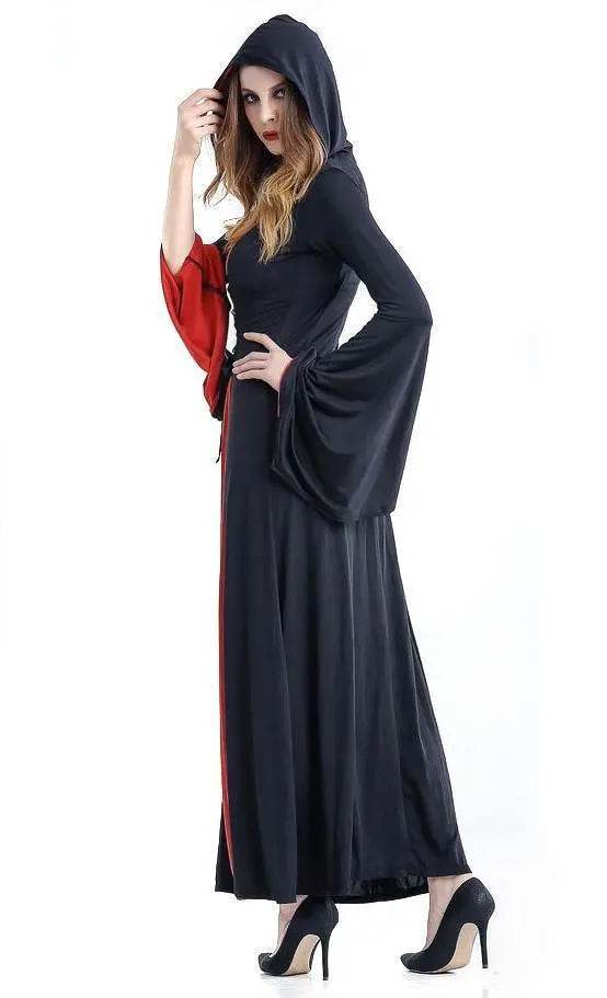 Women's Medieval Vintage Demon Hooded Witch Dress Cosplay Costume Halloween Renaissance Gothic - zzcosplay