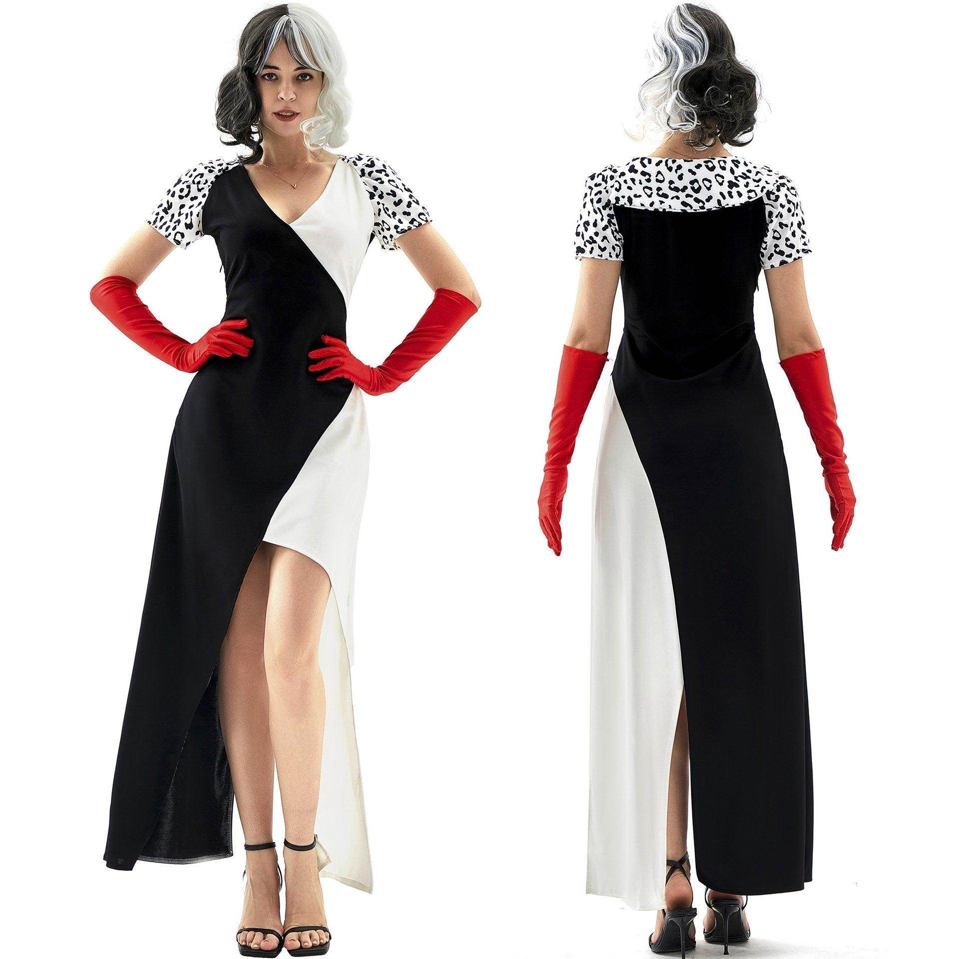 Cruella Duster Stage Costume Dress Adult Halloween Women - zzcosplay