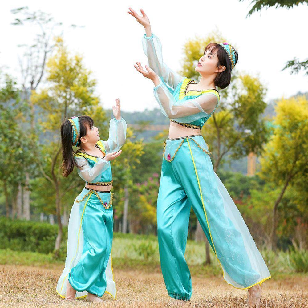 Aladdin Princess Jasmine Costume Cosplay Matching Dress Mom And Me - zzcosplay