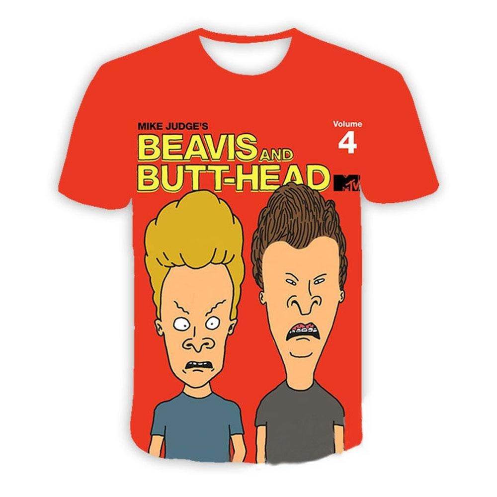 Beavis and butthead costumes round neck short sleeve men's 3D T-shirt - zzcosplay