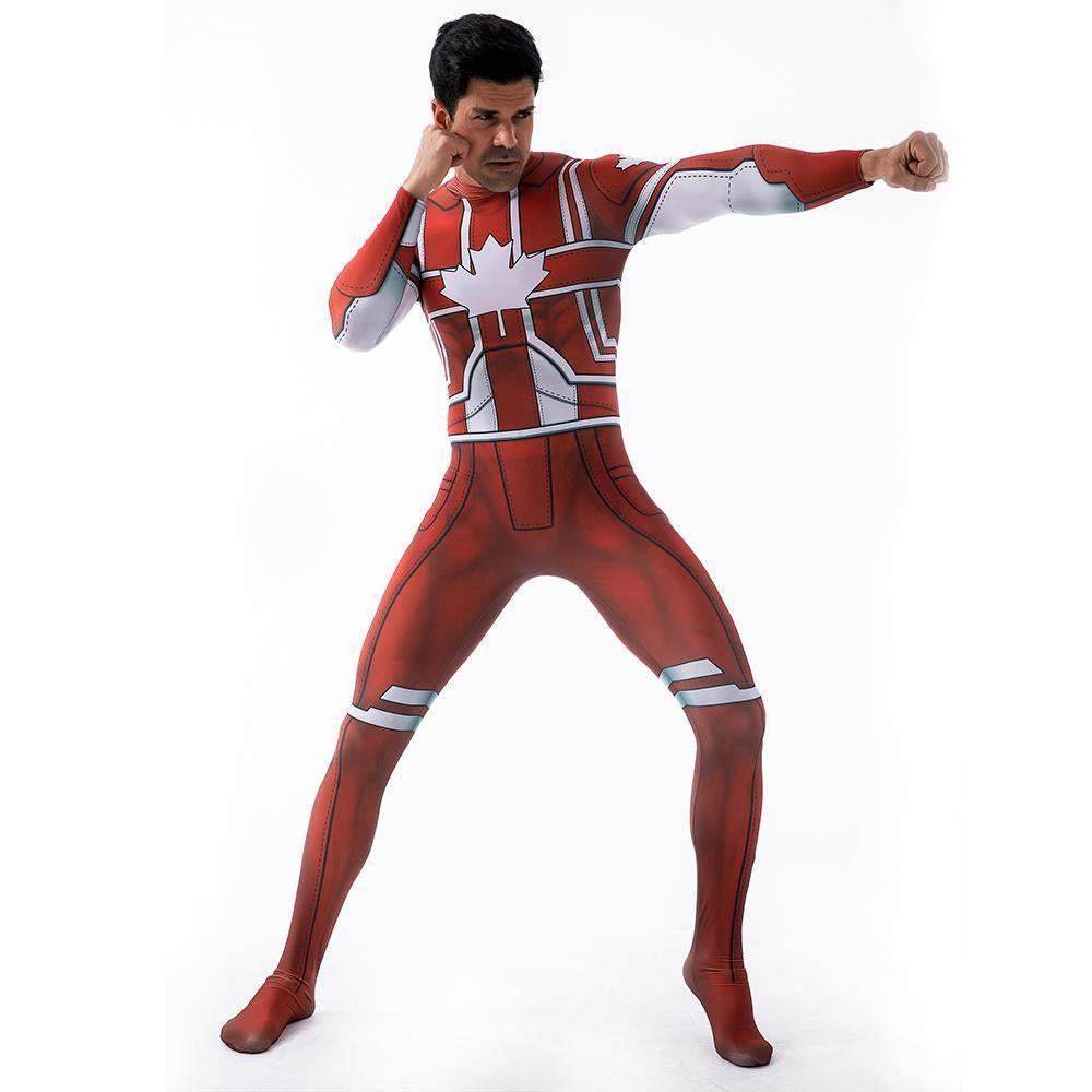 Captain Canuck Cosplay Costumes Jumpsuit Superhero Halloween Tights Zentai For Adult Kids - zzcosplay