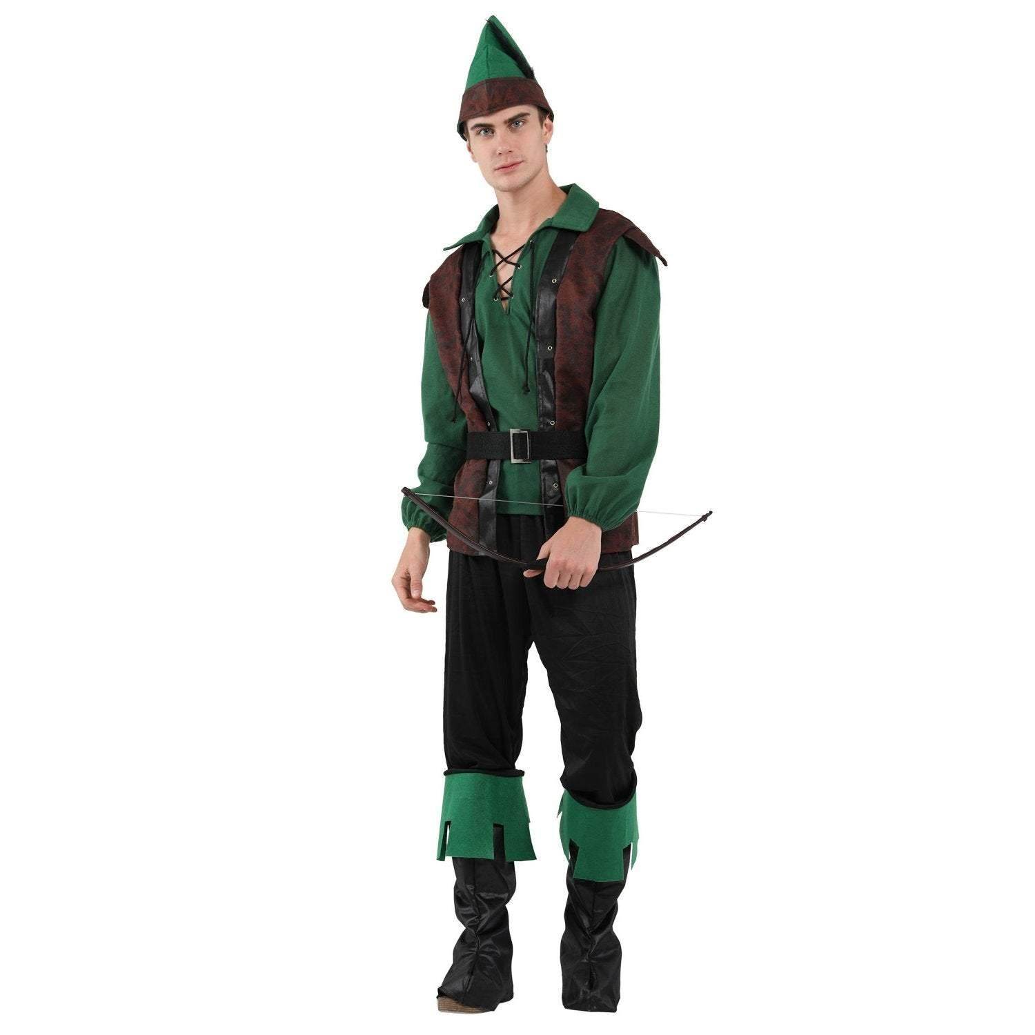 Forest Prince Costumes for Men Halloween Adult Hunter Cosplay Set Green Outfit - zzcosplay