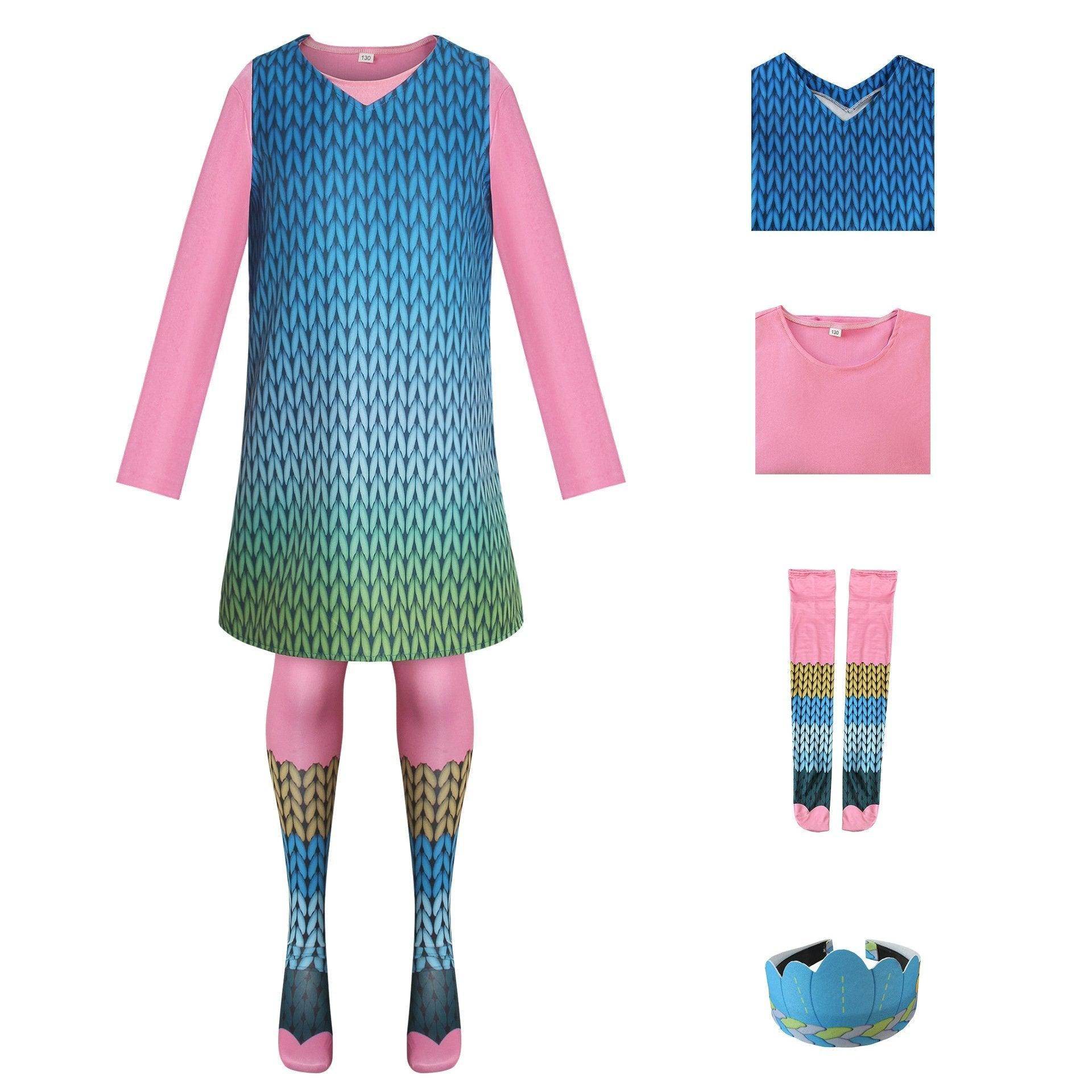 Girl Poppy Dress And Boy Branch Costume Wig Trolls 2 World Tour Cosplay For Kids Adult - zzcosplay