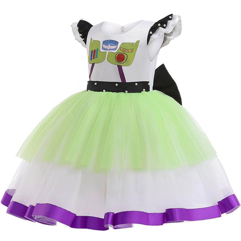 Girls' Buzz Lightyear Princess Dress Beaded Patchwork Party Gown - zzcosplay