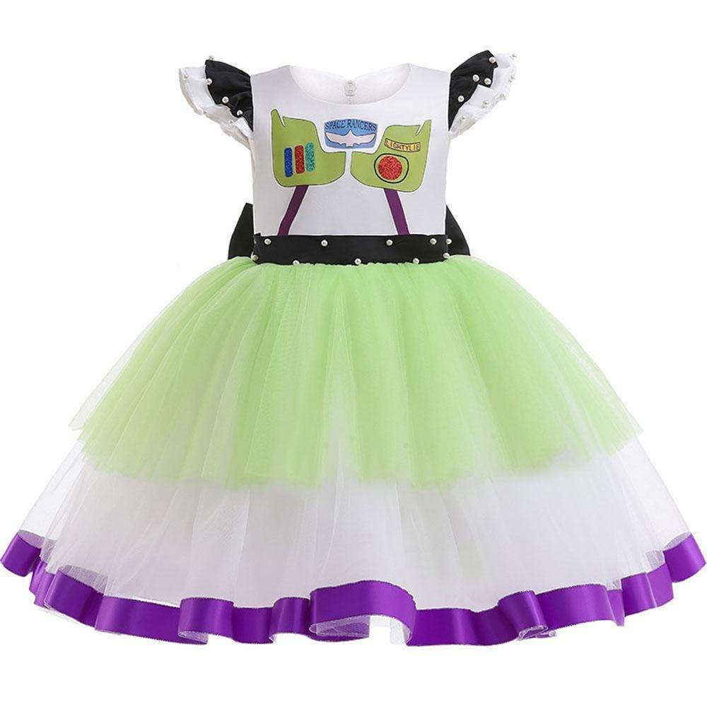 Girls' Buzz Lightyear Princess Dress Beaded Patchwork Party Gown - zzcosplay