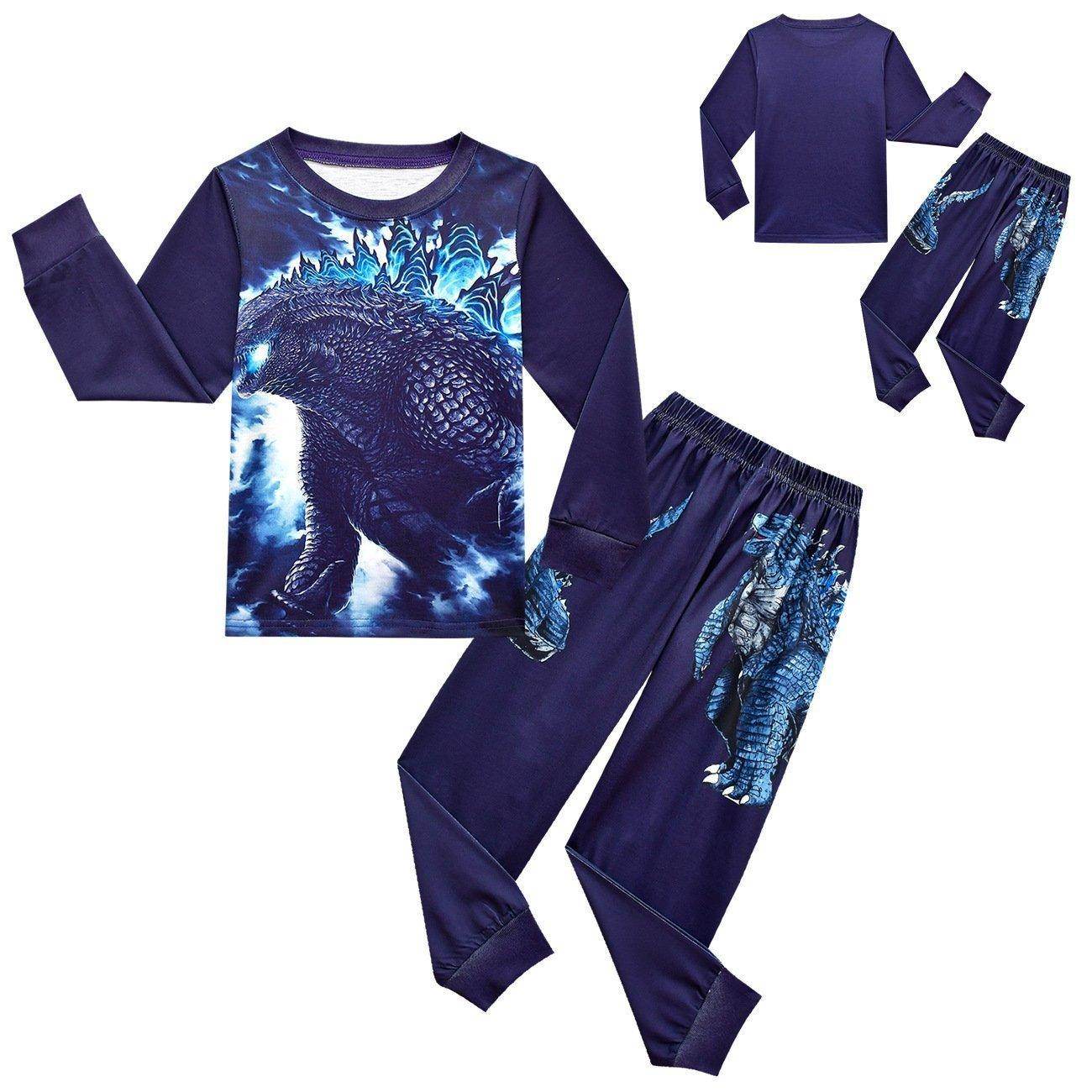 Godzilla Vs Kong Printed Two-piece Boy Long-sleeved Trousers Pajamas - zzcosplay