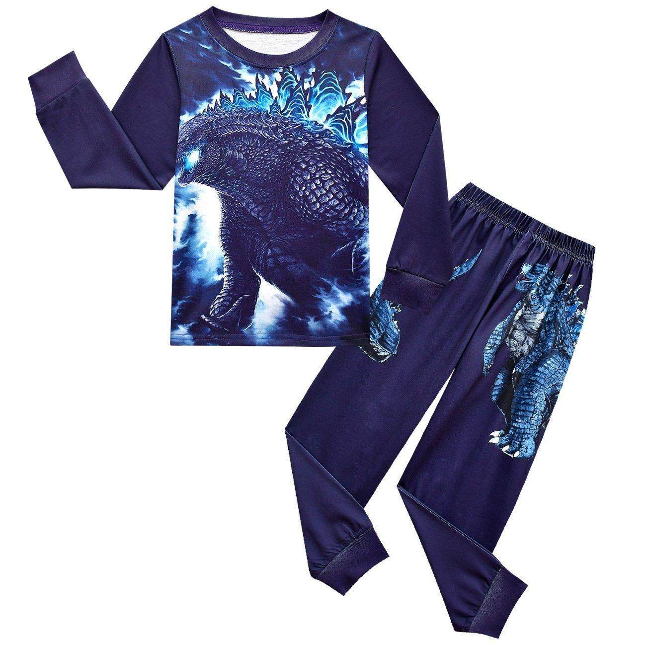Godzilla Vs Kong Printed Two-piece Boy Long-sleeved Trousers Pajamas - zzcosplay